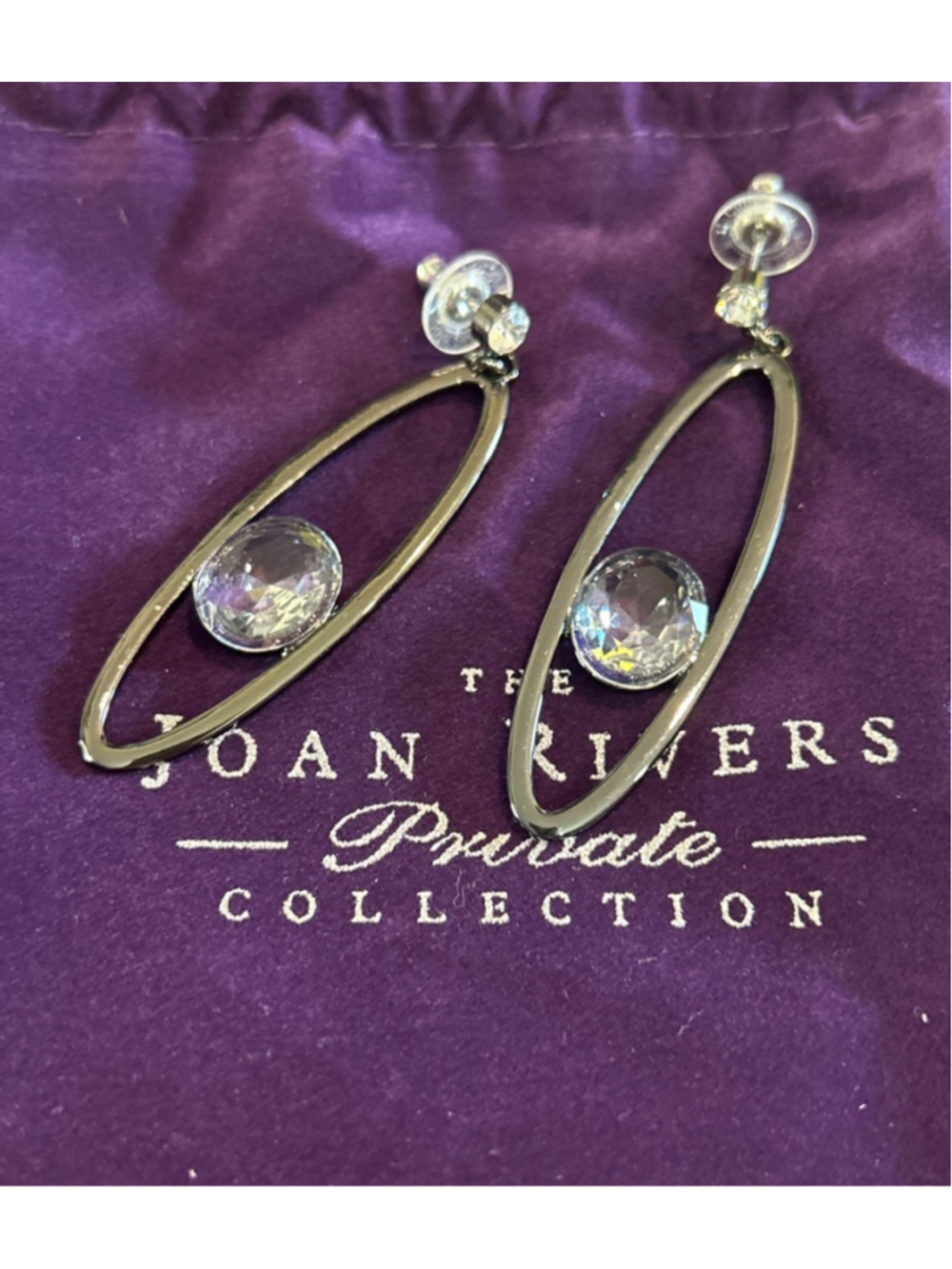 Women's Joan Rivers Gunmetal & Clear Crystal Drop Earrings One Size
